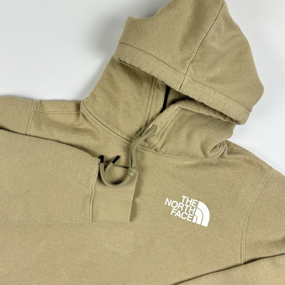 The North Face Mens Small Tan Pullover Sweatshirt Fleece Logo Pocket Outdoor
